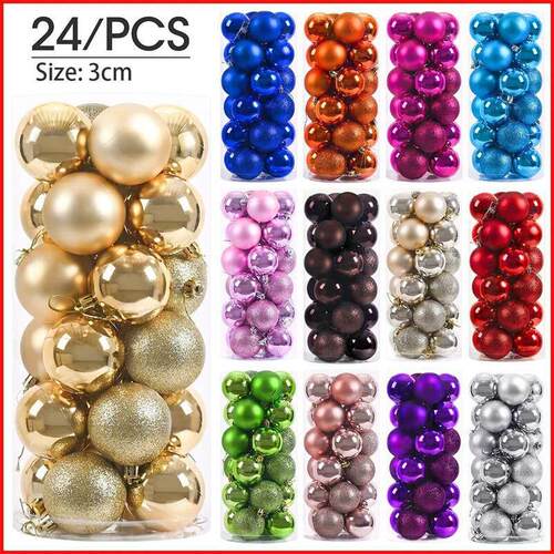 24pcs 3cm Christmas Balls Christmas Tree Ornaments Ball Xmas