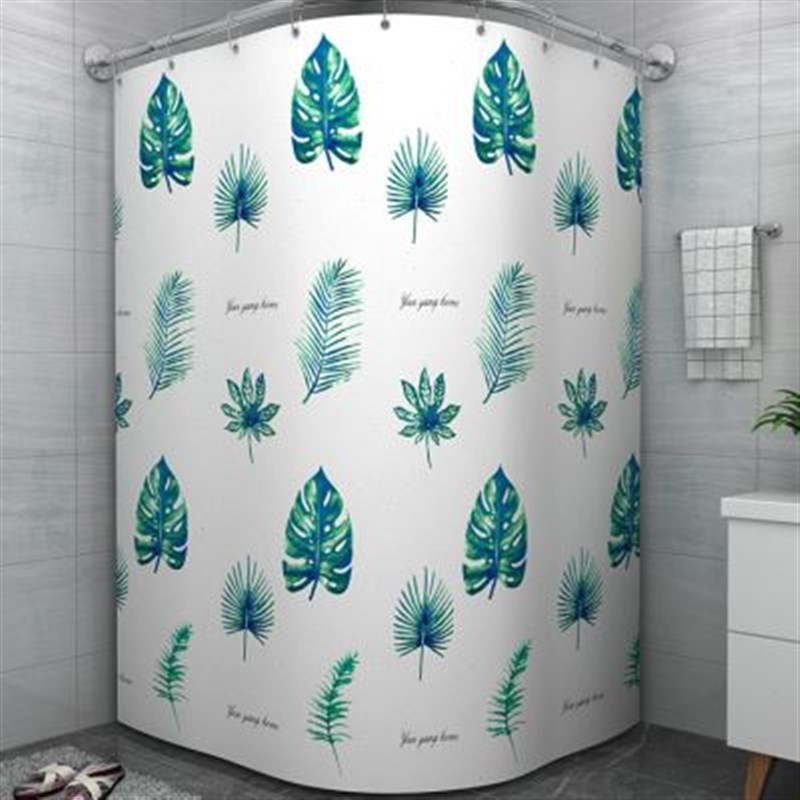 浴室浴帘防水布套装洗澡卫生间窗帘免打孔弧形杆挂帘子门帘隔断帘