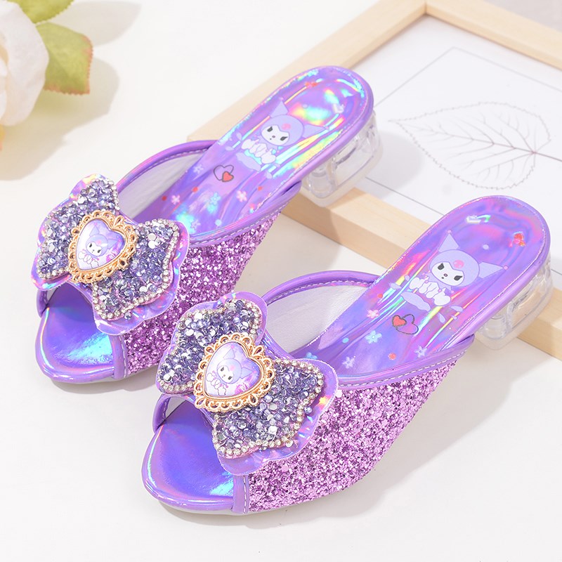 夏季女童拖鞋韩版库洛米儿童公主鞋宝宝水晶鞋高跟小女孩子凉拖鞋