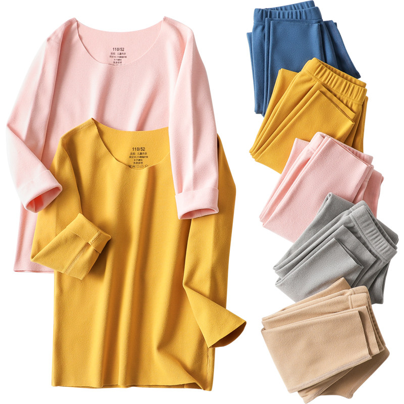 儿童保暖内衣套装男童女童秋衣卫生裤小童宝宝加绒保暖衣秋冬款睡