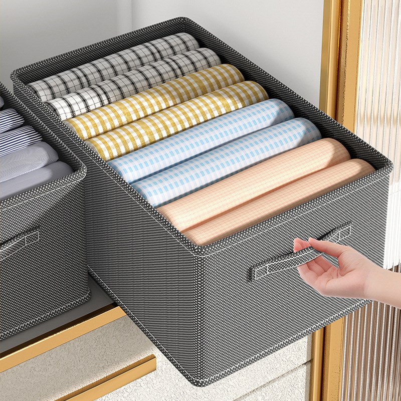 卧室衣物整理收纳箱家用衣柜分层收纳床单被罩裤子分类折叠储物筐