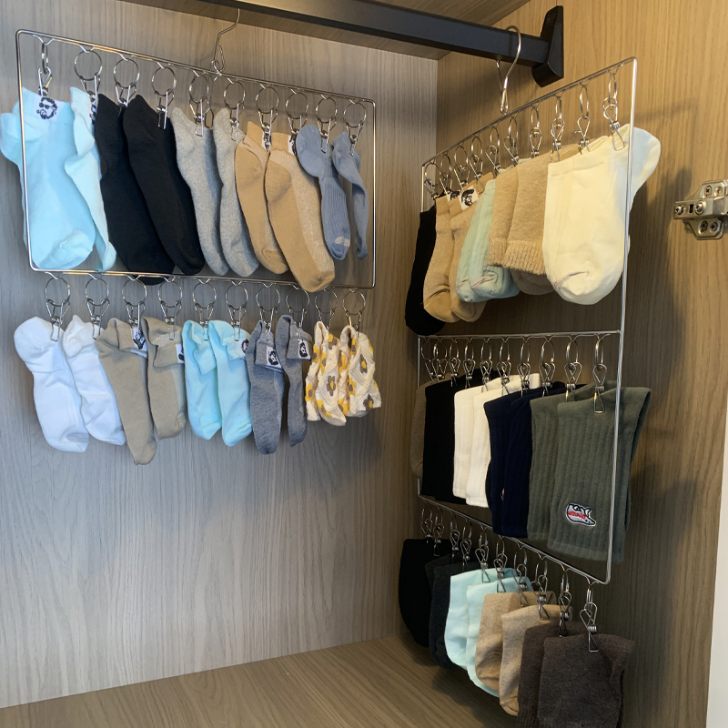 晒袜子神器多夹子不锈钢晾衣架宿舍袜子收纳层架防风晾晒架挂钩袜