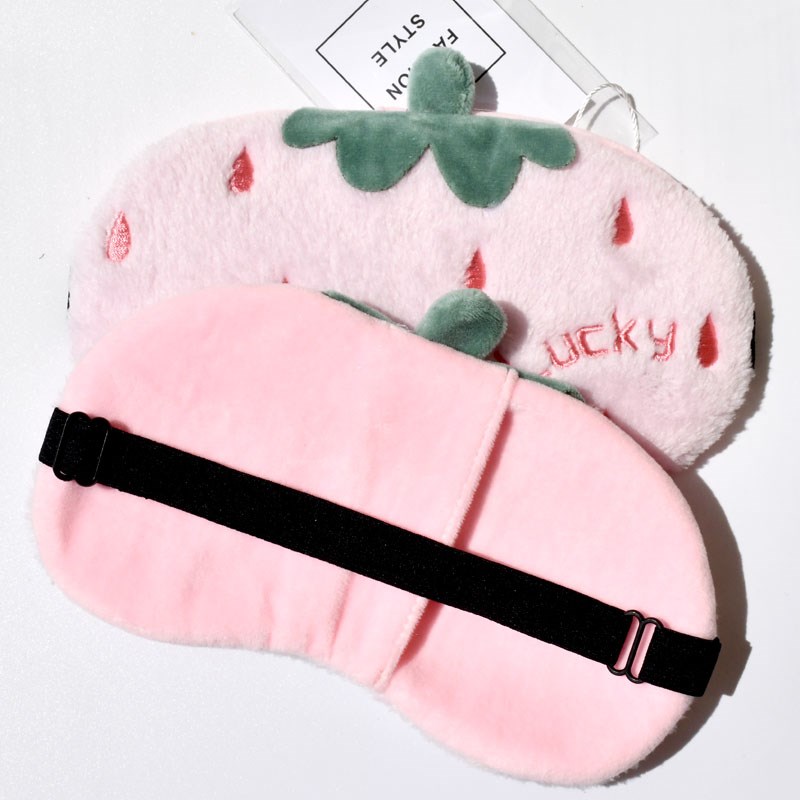 少女心卡通可爱草莓毛绒睡眠遮光眼罩透气午休冰袋热冰敷秋冬学生