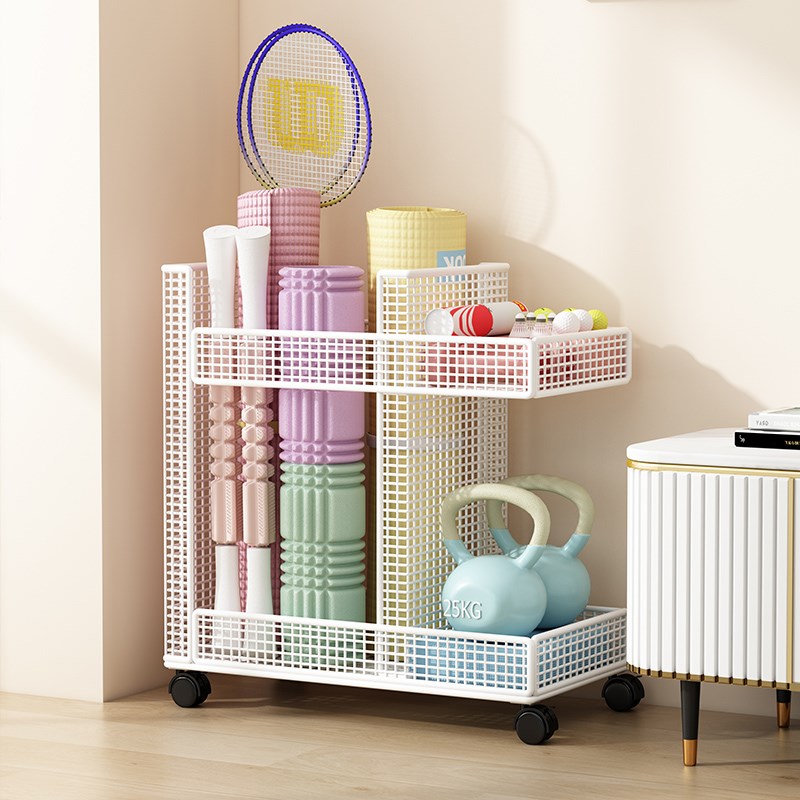 瑜伽垫收纳筐健身器材收纳篮运动夹缝收纳神器羽毛球置物架可移动