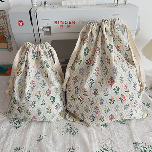 森小姐自制 复古花束收纳袋薄 纸巾洗脸巾防尘袋内衣内裤旅行布袋