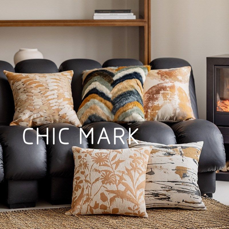 橘色系田园色织提花现代简约毛绒轻奢抱枕靠枕客厅沙发枕头不含芯