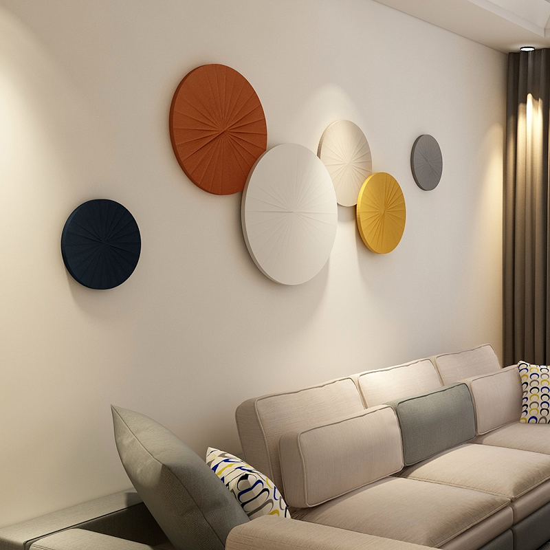 客厅沙发背景墙装饰画高档手绘立体轻奢挂画圆形组合壁画2022新款图片