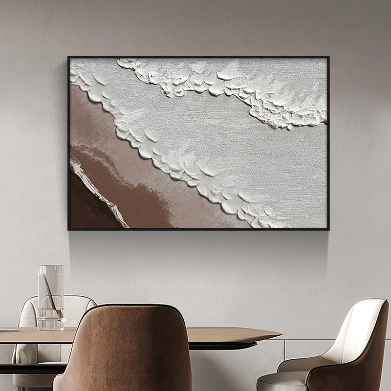 隐藏遮挡电表箱装饰画大气轻奢抽象海洋推拉挂画可定制餐厅掀开画