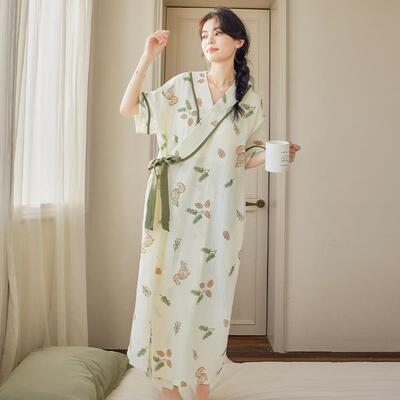 浴袍女大人薄家用吸水速干比纯棉纱布2025可穿式睡袍带胸垫浴巾夏