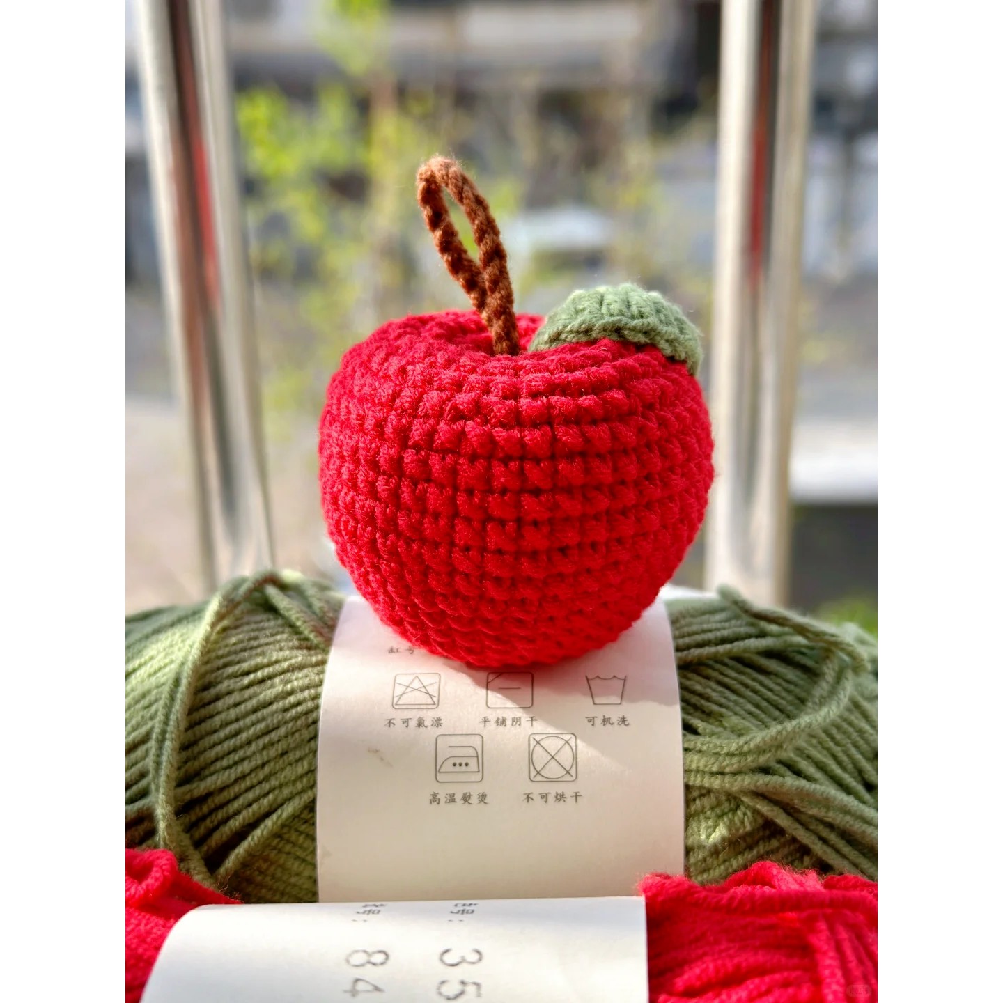 苹果材料包钩针毛线手工编织diy平平安安车载摆件自制礼物圣诞节