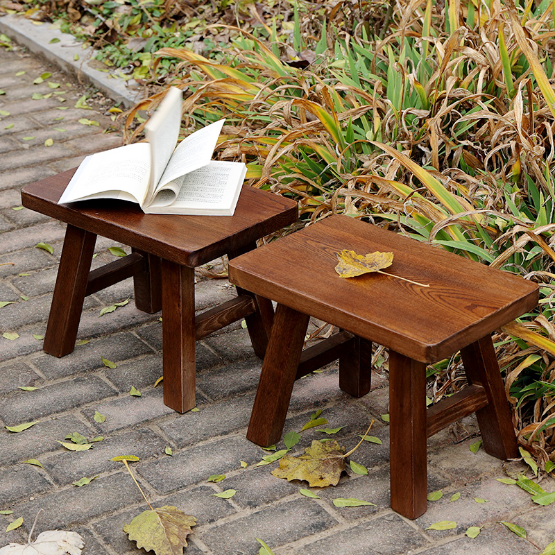 速发老榆木小凳子实木方矮凳凳用沙发凳木头家复古风怀旧板凳儿童