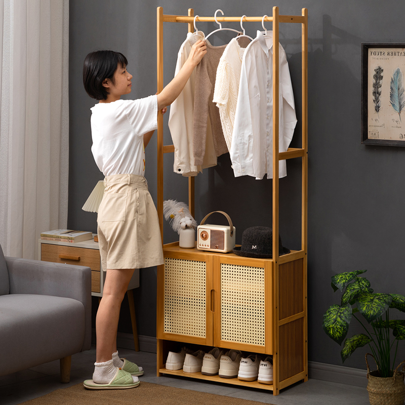 速发挂衣架落柜衣帽架卧室简易挂地挂衣杆家用收纳层架置物架衣衣