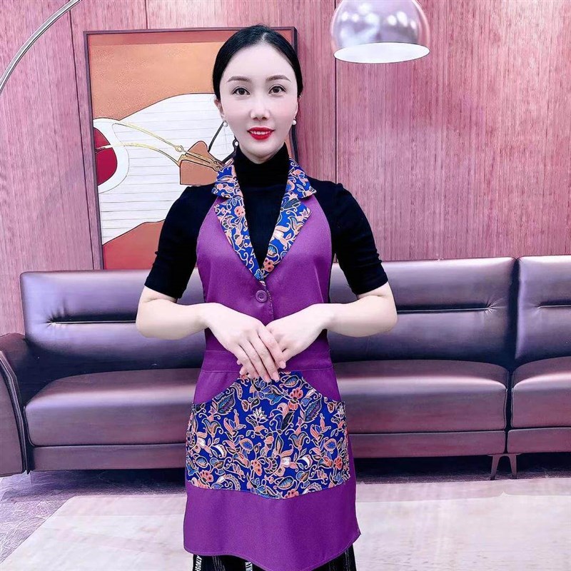 速发时尚复古民族风单片挂脖套头家用中式中国风花布围裙