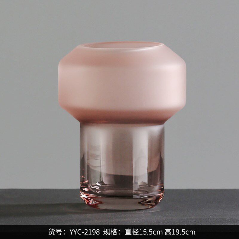 速发Bes装  咖啡粉色磨砂玻家小花瓶璃居客厅水培插花软t饰品摆件