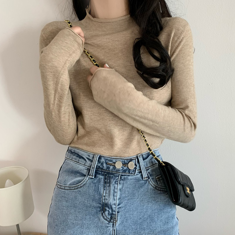 速发领码高0毛衣2大21秋冬新款胖妹妹内搭打底针织衫黑色上衣