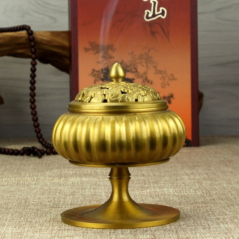 速发纯黄铜香炉 精致香薰炉 环香炉德面摆件塔香炉用桌炉家宣禅意
