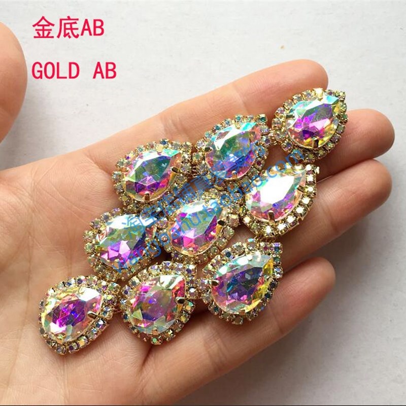 速发金服AB彩色水滴宝舞玻璃钻饰棱形肚皮石底装饰钻雪地靴子钻花