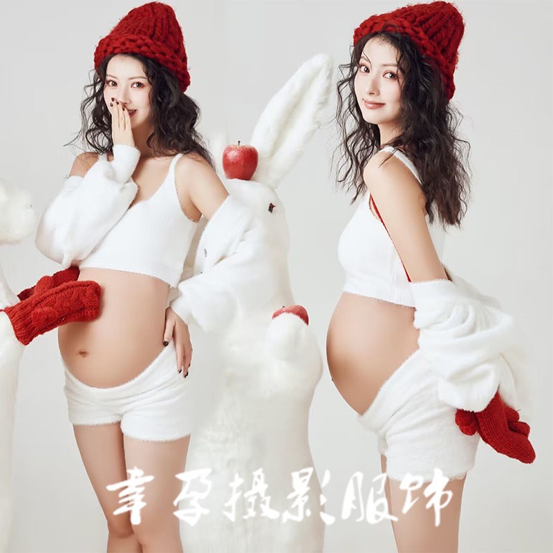 速发孕妇照服装兔年主题新新影楼可爱清款孕妈妇术摄影孕艺照衣服