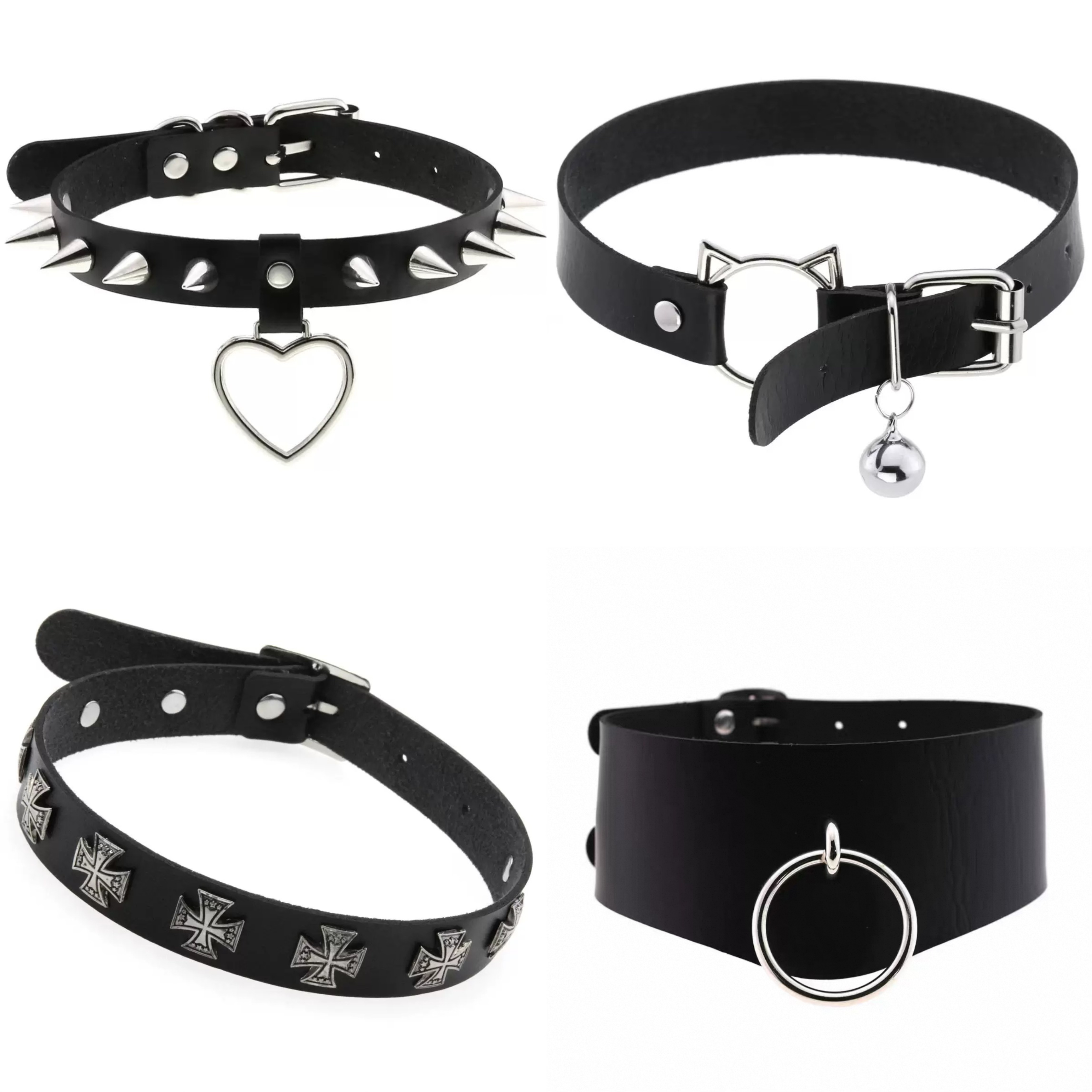 黑色pu皮朋克颈圈项圈项链合辑