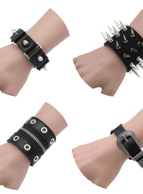 个性朋克皮革手链手环男女同款