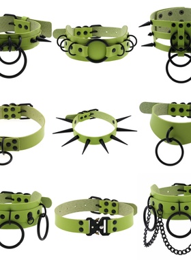 27Studio小众绿色choker亚文化皮质朋克摇滚项圈欧美吸睛男女项链