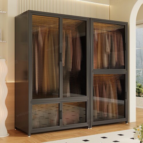 Steel wardrobe, home bedroom storage cabinet, wardrobe, ren