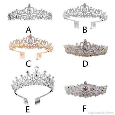 Crystal Crown Tiara with Comb Headband for Women Girls Weddi