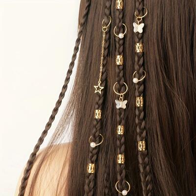 28Pc Hair Braids Cuffs Hair Charms Dreadlock Jewelry Braid J