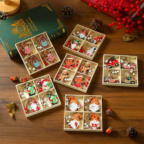 Faceless old man Christmas wooden pendant圣诞挂件