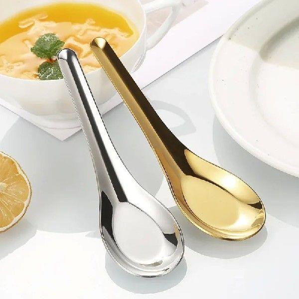 Luxurious Stainless Steel Flat Bottom Rice Soup Spoon