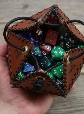 New Leather D20 Dice Bag Polygonal Dice Storage Boxes Reinfo