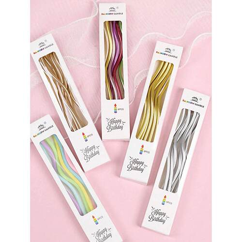 6/12/48pcs/1case Birthday Candles Spiral Cake Candles Long T