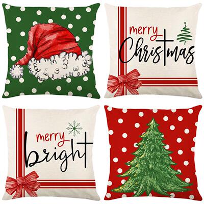 Christmas Pillow Covers 18x18 Set of 4 Farmhouse Decoration