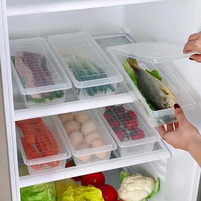 Drain Storage Container Plastic Freezer Food Organizer Box