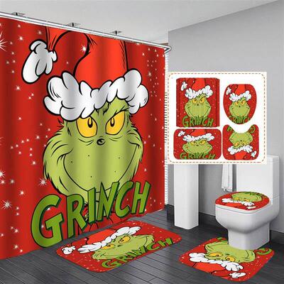 Toilet lid U-shaped pad Mat Printed shower curtain浴帘马桶垫