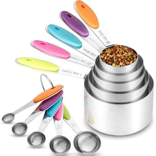 Stainless Steel Measuring Cups Spoon Set彩色烘焙量勺量杯10件