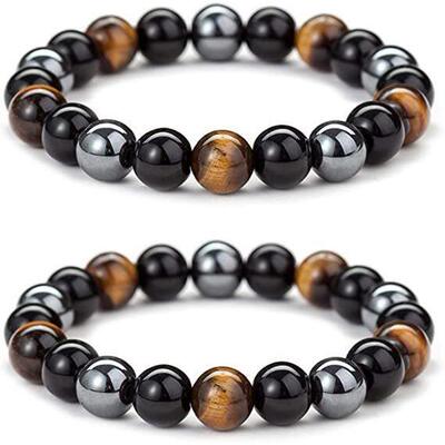 Natural Black Obsidian Bracelet For Men Magnetic Protection