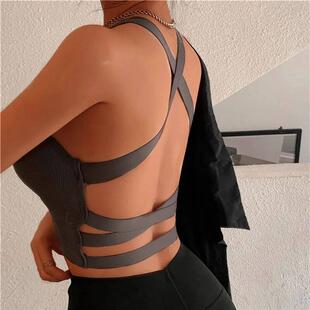 Summer Fashion Sexy Crop Top Women Bra Hollowed Back Cross S