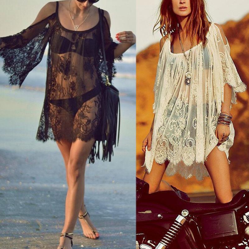 Beach Wear Swimwear Lace Bikini Cover Summer Mini Dress Tops