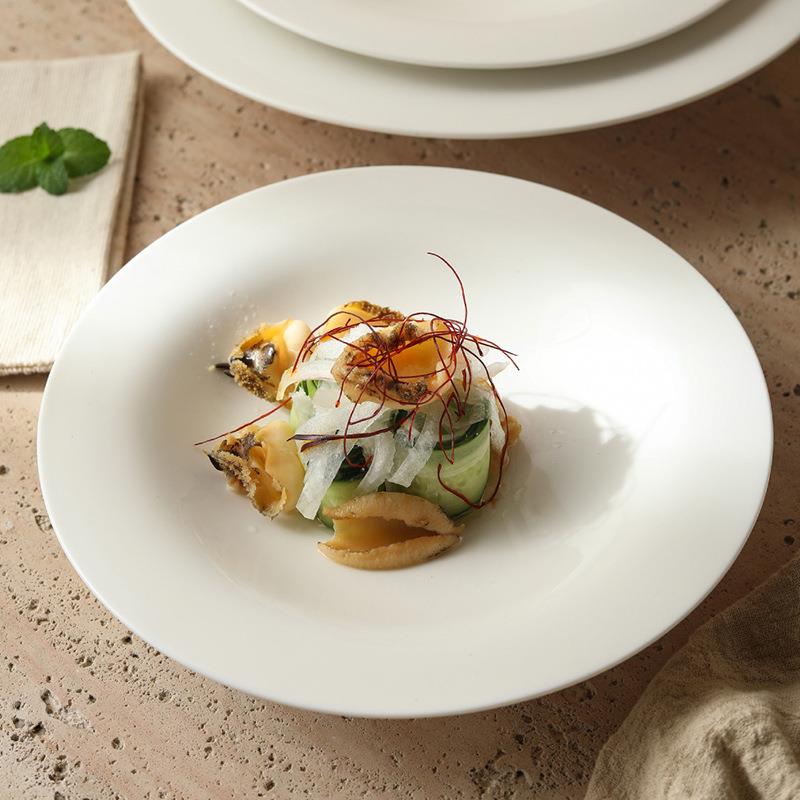 9-inch pure white ceramic cold dish Western pasta plate