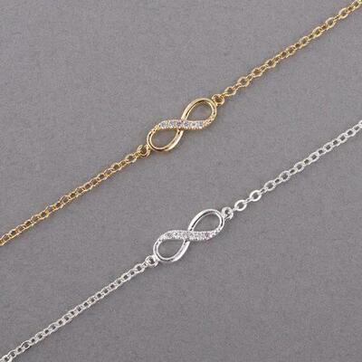 Kinitial Hot Infinity Number 8 Chain Bracelet CZ Infinity Br