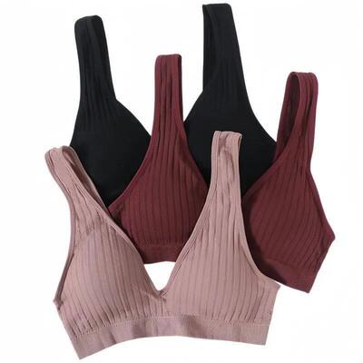Seamless Bras For Women Sports Ribbed Bra Deep V Female Nonw