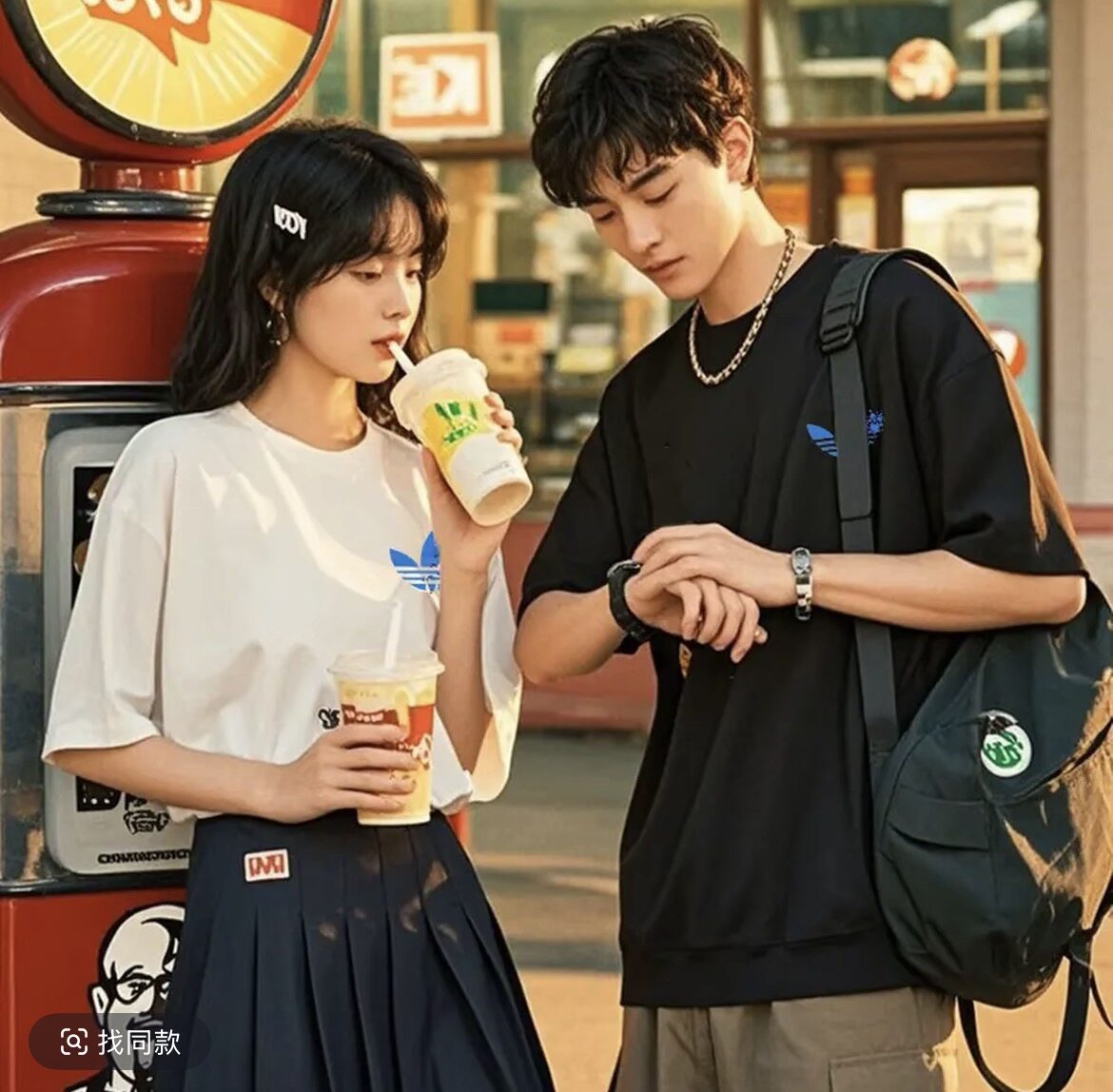 【万象城自营】 a迪 纯棉短袖t恤2026新款男女同款重磅260克蓝迪