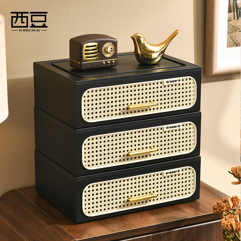 入户门关收纳盒中古藤编风