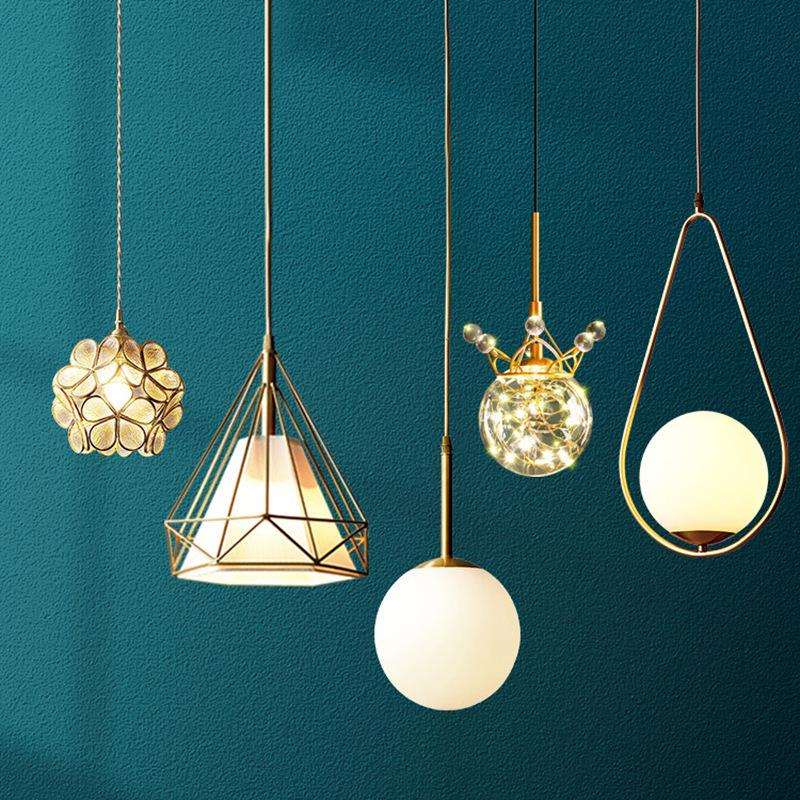 全铜北欧床头吊灯卧室灯现代简约餐厅客厅灯阳台过道灯具灯饰