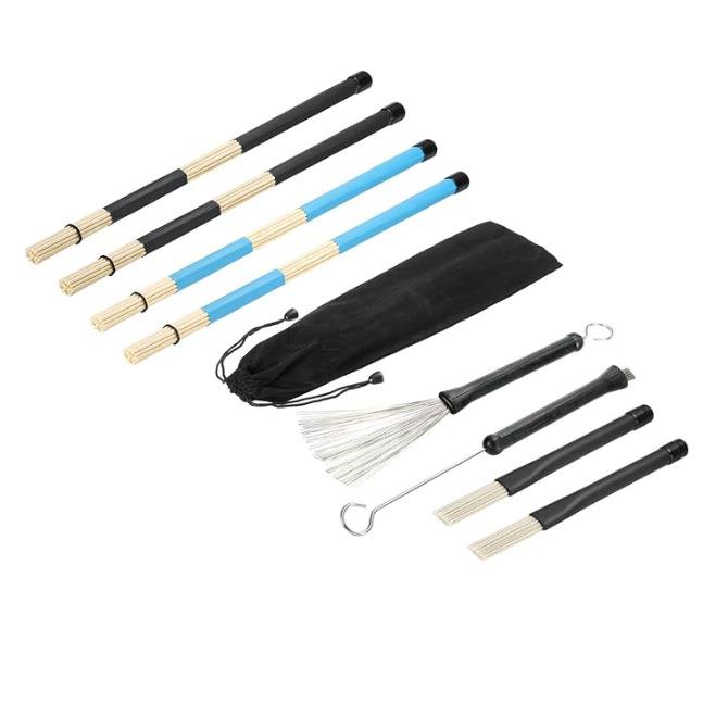 现货 架子鼓鼓刷 木刷 束棒 金属鼓刷 刚刷 伸缩可调 打击乐配件