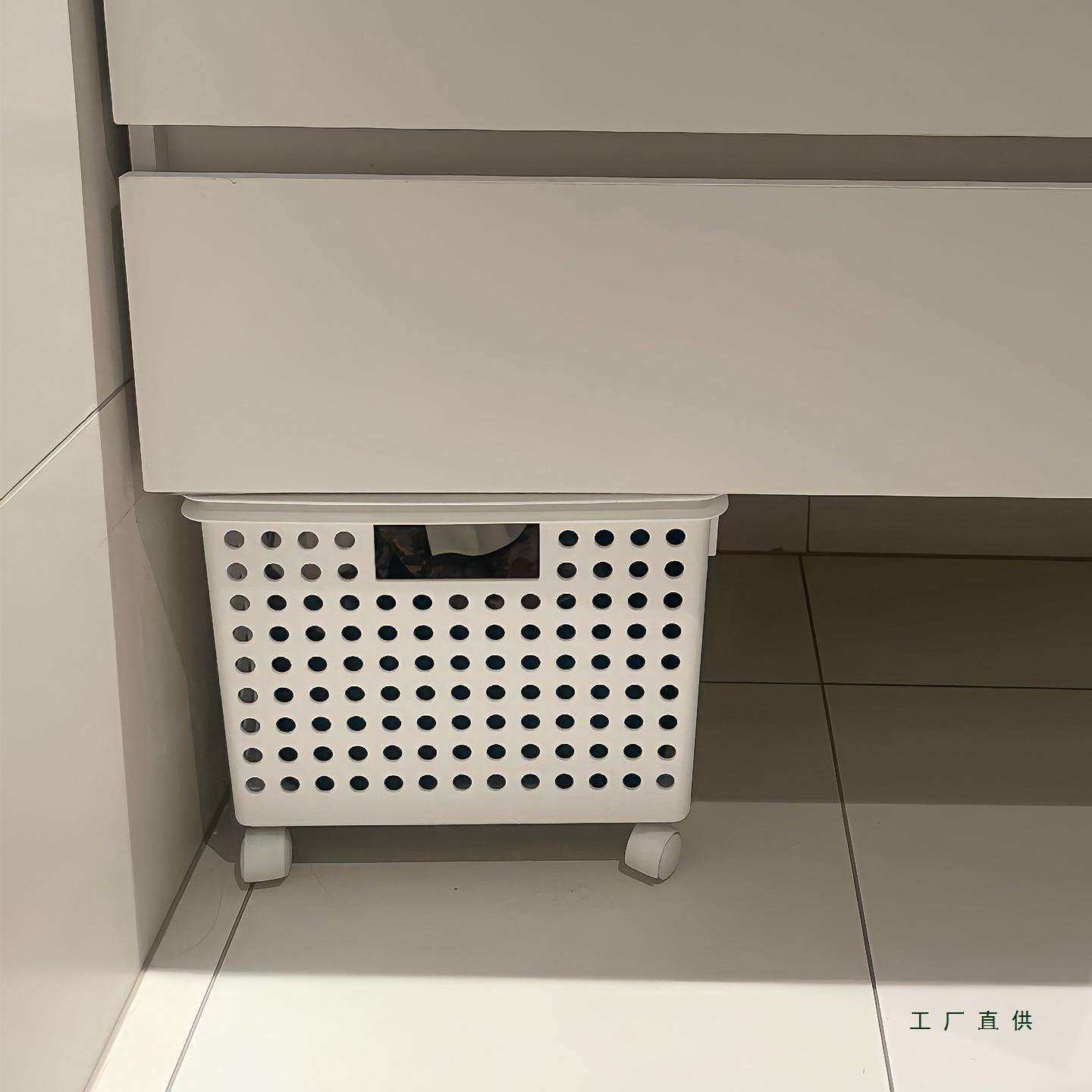 浴室脏衣篓柜下洗澡脏衣篮收纳篮卫生间家用收纳筐带轮洗衣篮推车