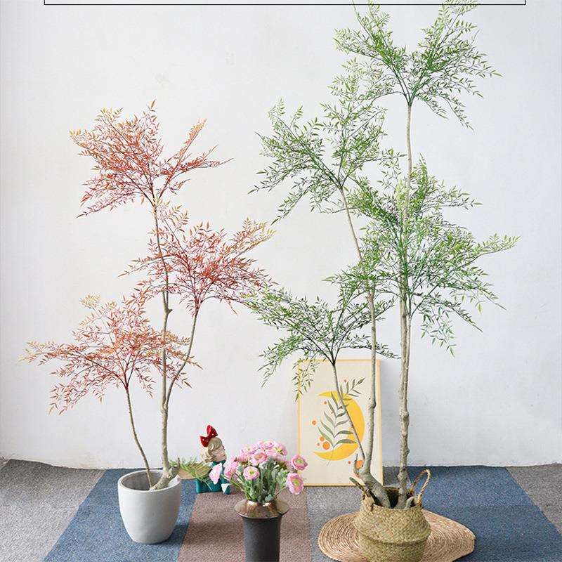 网红仿真南天竹盆景假绿植橱窗装饰客厅落地盆栽仿生植物摆件假树