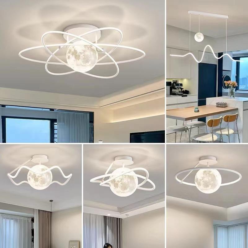北欧客厅吊灯极简不规则圆环餐厅灯具现代简约大气新款护眼主卧室