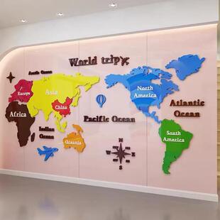 网红旅行社墙面装饰门店内前台旅游公司文化形象背景挂画广告贴纸